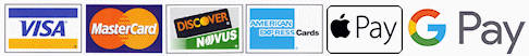We accept Visa, Mastercard, Discover and American Express